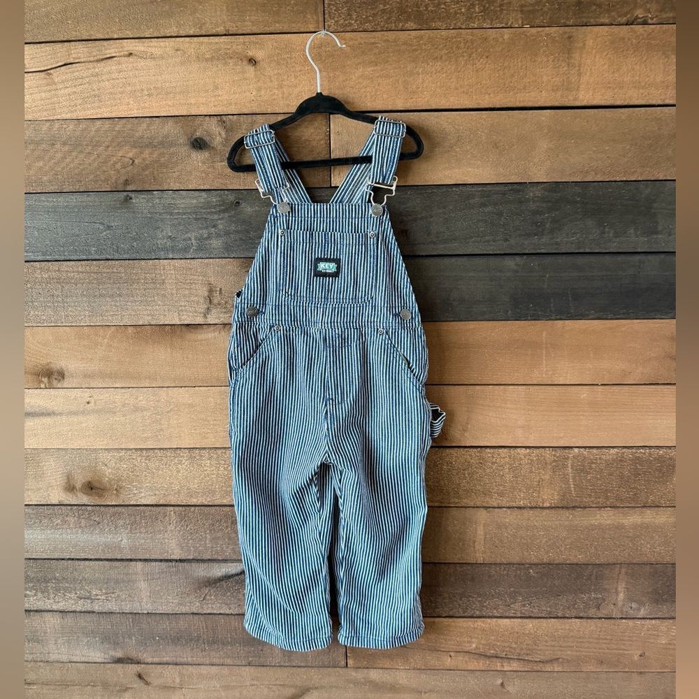 Vintage Key Railroad Stripe Overalls 3T